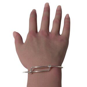 925 Sterling Silver Bangle Wire Bracelet Adjustable Size 7 - 8.5 inches